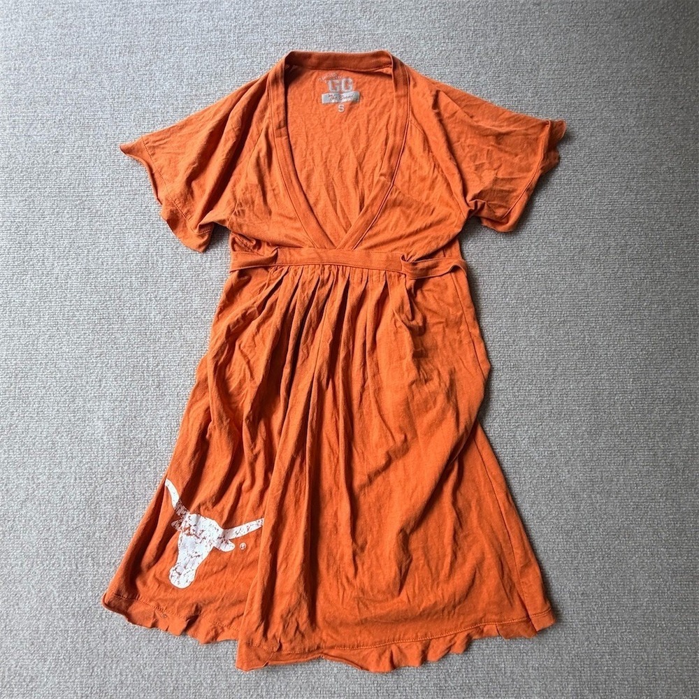 GG The Brand Texas Longhorns Wrap Dress Womens‎ Small Burnt Orange Short